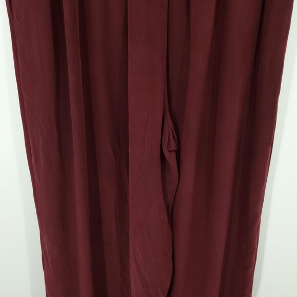Eileen Fisher 100% Silk Wide Leg Pull On Pants M Burgundy Red - Picture 6 of 11